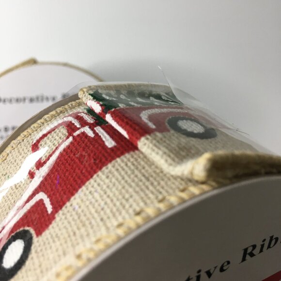 Home for the Holidays Red Truck Christmas Wired Ribbon 2 Rolls 1.5 in x 9 ft - Picture 8 of 12
